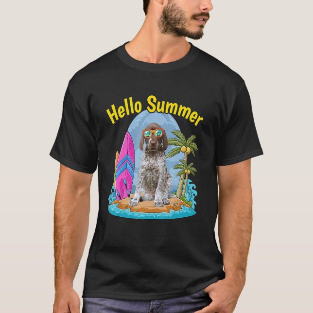 Tysk Shorthar Pointer Hej Summer Hund Vacat T Shirt (Framsida)