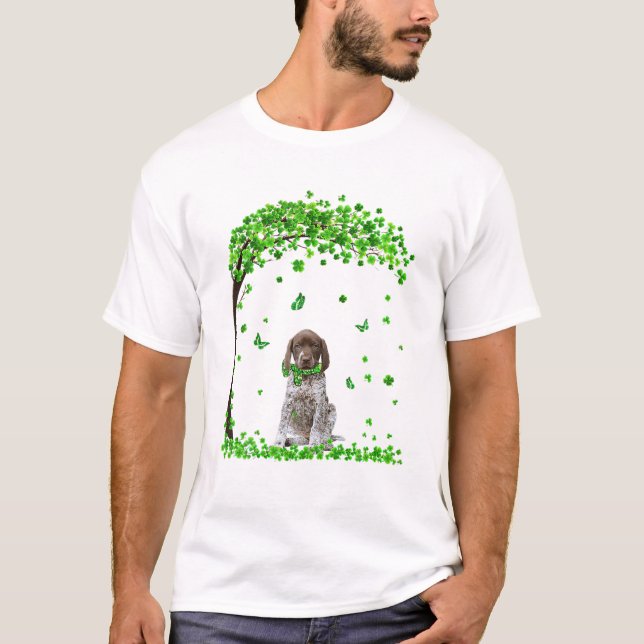 Tysk Shorthar Pointer Irish Grönt Shamrock Cl T Shirt (Framsida)
