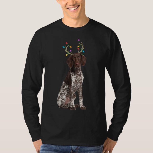 Tysk Shorthar Pointer Reindeer Juljul-Hund T Shirt (Framsida)