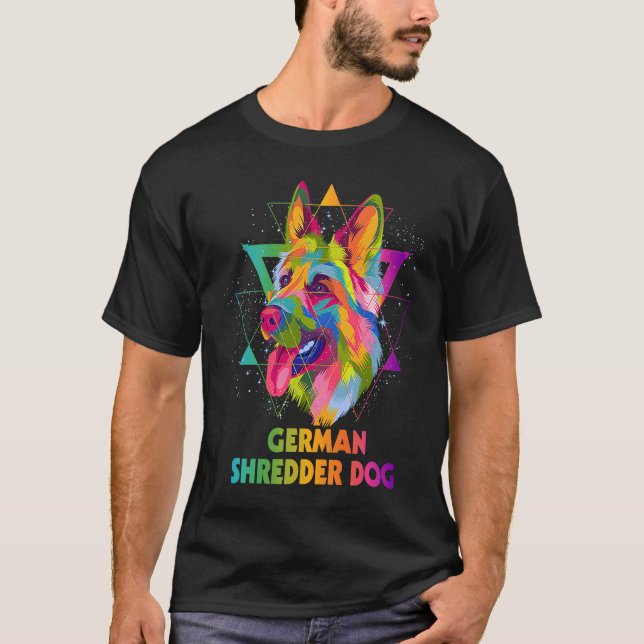Tysk Shredder Hund German Shepherd Humor Shepard T Shirt (Framsida)