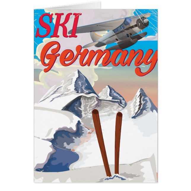 Tysk skidposter hälsningskort (Framsidan)