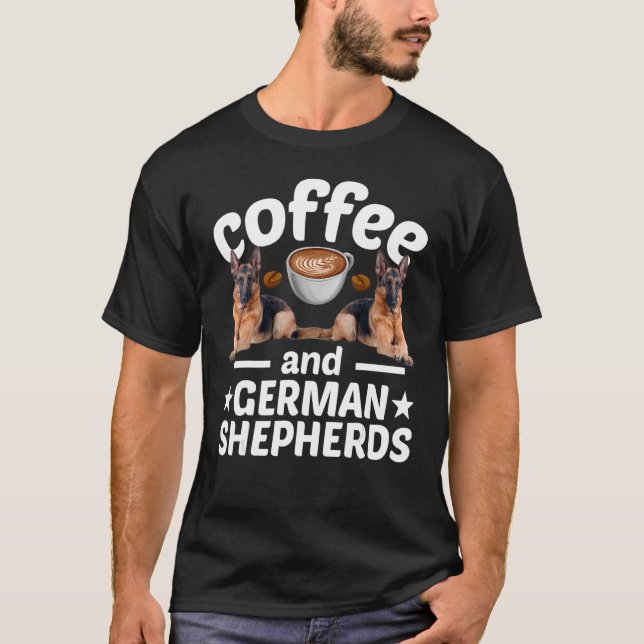 Tysk skvallerkaffe och Hund (shepherd) T Shirt (Framsida)