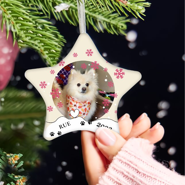 Tysk Spitz Hund Personlig Hand Teckning Julgransprydnad Keramik (Skapare uppladdad)