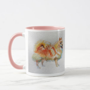 Tysk spitz Pommern Watercolor Hund Hundar Mugg