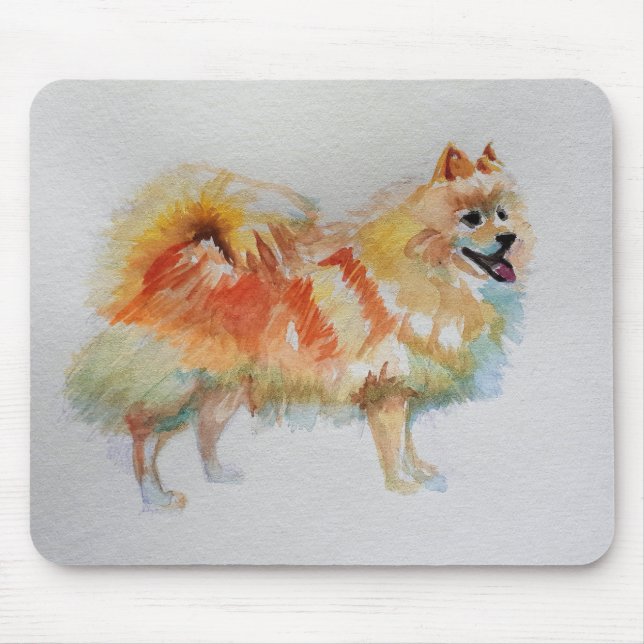 Tysk spitz Pommern Watercolor Hund Hundar Musmatta (Framsidan)
