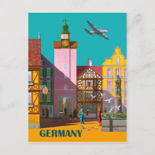 Tysk stad, vintage flygresorposter vykort