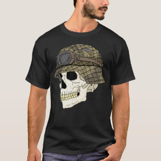 Tysk Stahlhelm Helmet och Skull. T Shirt