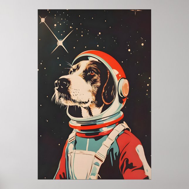 Tysk strävhårig pointer Astronaut Affisch, tyska Poster (Framsidan)