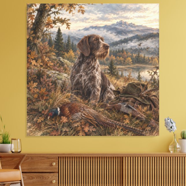 Tysk strävhårig pointer canvastryck (Insitu (Vardagsrum))