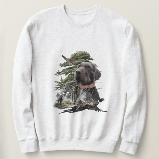 Tysk strävhårig pointer lång ärmad tröja (Design framsida)