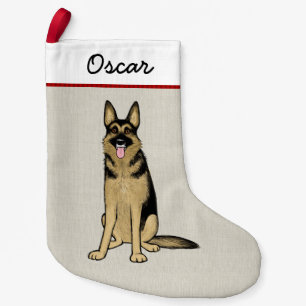 Tysk svart för herdehundtecknad och liten julstrumpa
