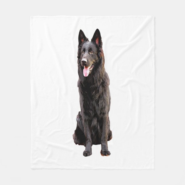 Tysk Svart Schäferhund  Fleecefilt (Framsidan)