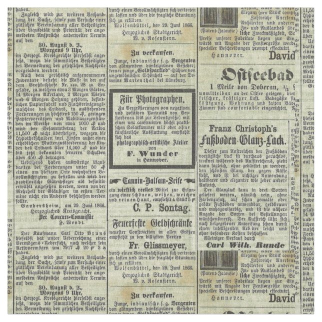 Tysk tidningstextil för vintage tyg (Närbild)