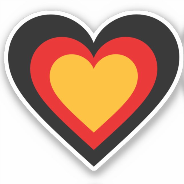 Tysk/Tyskland Flagga Heart-etikett Klistermärken (Framsida)