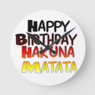Tysk utskrift av Hakuna Matata Art Rund Klocka