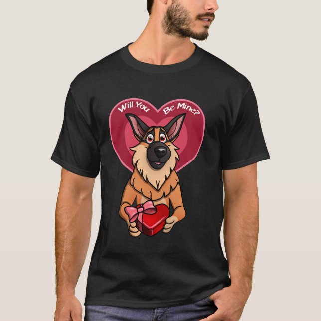 Tysk vallhund valentin min t shirt (Framsida)
