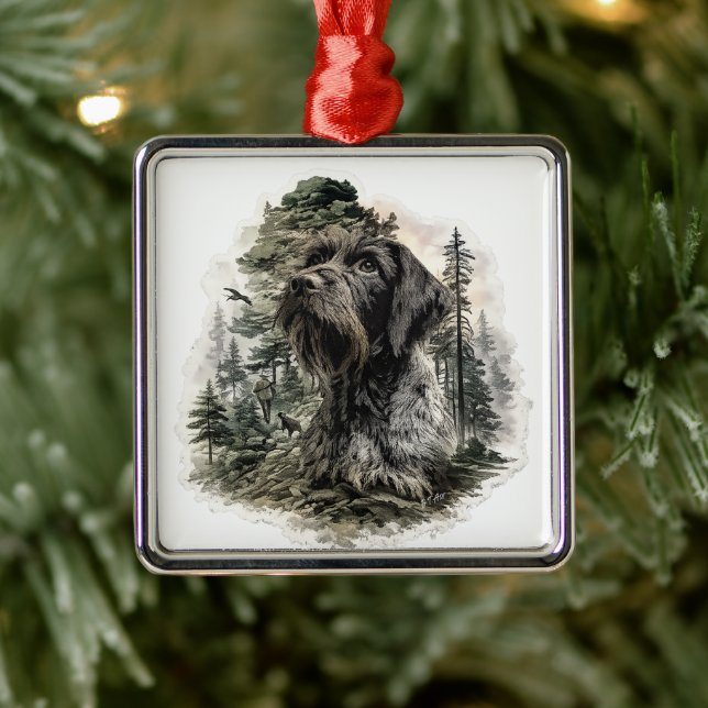 Tysk vildsvinshund julgransprydnad metall (Träd)