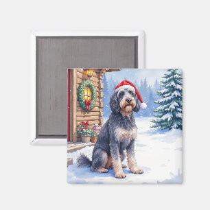 Tysk vildsvinshund julig stuga tomteluva magnet