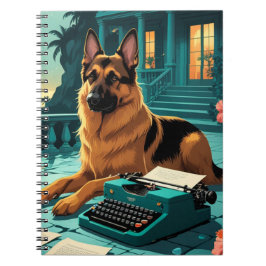 Tysk vintage för herre i Shepherd Hund Anteckningsbok