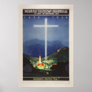 Tysk vintage resoraffisch poster