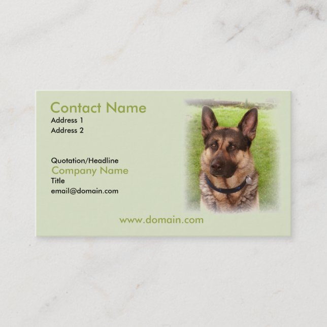 Tysk visitkort för herdevalphund (Framsida)