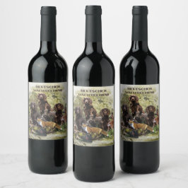 Tysk Wachtelhund Vinflaska Etikett