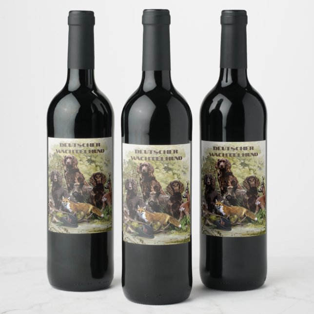 Tysk Wachtelhund Vinflaska Etikett (Flaskor)
