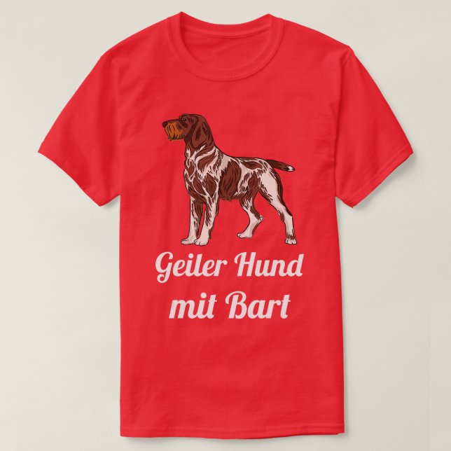 Tysk Wire Hair Coola Hund med Beard Hunting Hund L T Shirt (Design framsida)