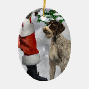Tysk Wirehaired pekarejulprydnad Julgransprydnad Keramik