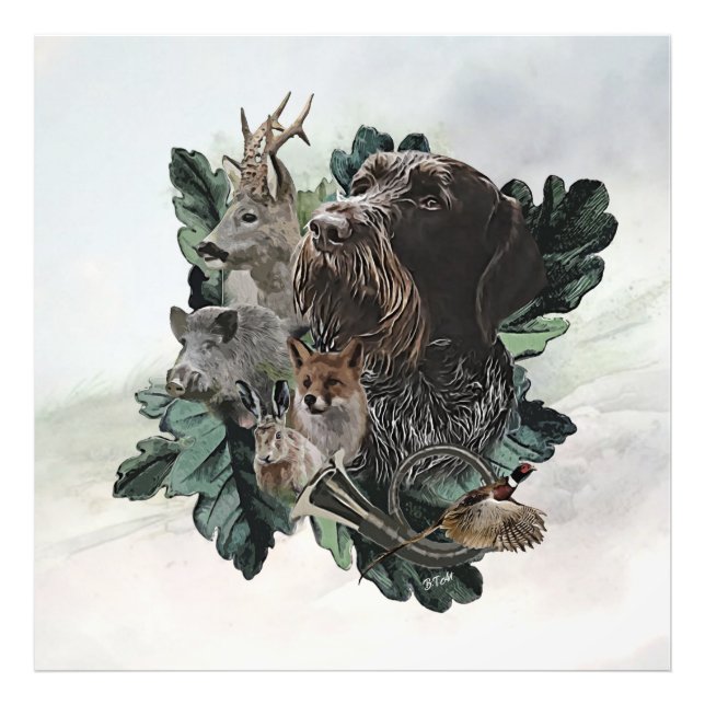 Tysk Wirehsted Pointer Fototryck (Framsidan)