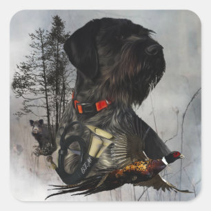 Tysk Wirehsted Pointer Fyrkantigt Klistermärke