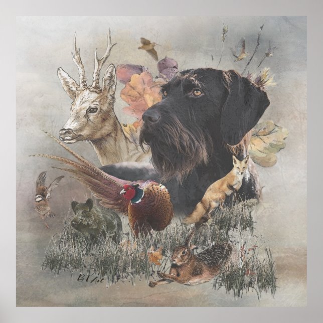 Tysk Wirehsted Pointer Poster (Framsidan)