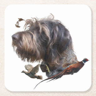 Tysk Wirehsted Pointer Underlägg Papper Kvadrat