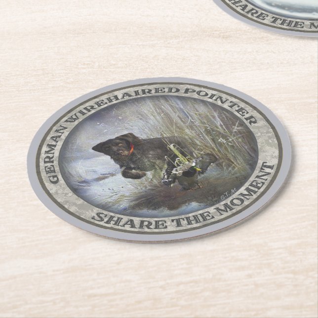 Tysk Wirehsted Pointer Underlägg Papper Rund (Vinklad)