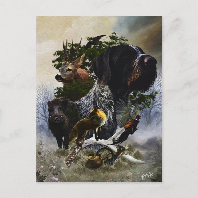 Tysk Wirehsted Pointer Vykort (Framsida)