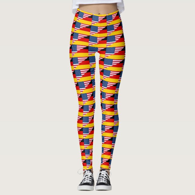 Tyska amerikanska Pridet US Tysklanda Flagga Leggi Leggings (Framsida)