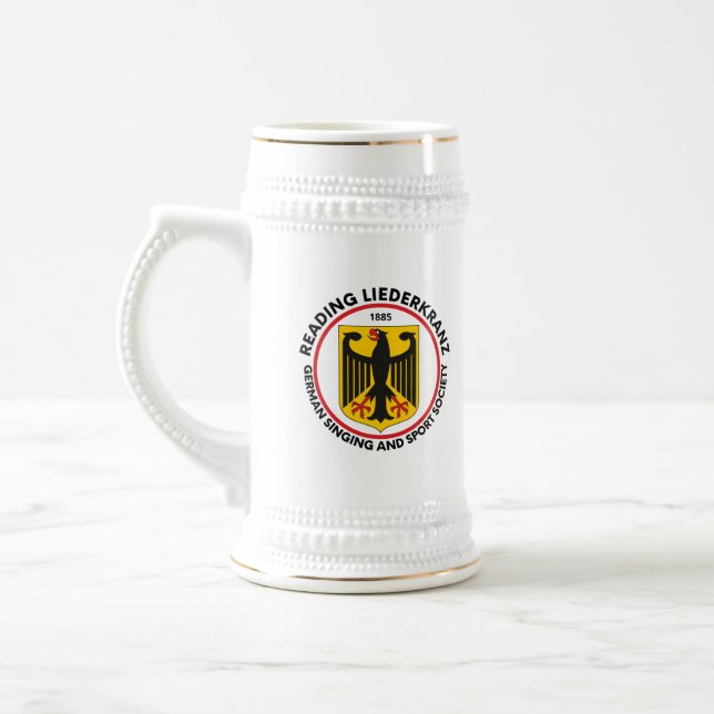 Tyska Beer Stein - Vit med Logotyp Sejdel (Vänster)