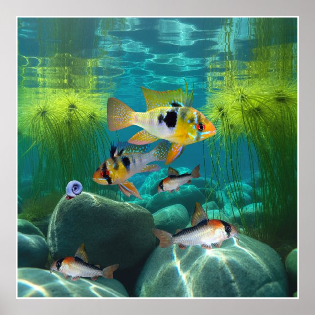 Tyska blå marschlider Corydoras Aquarium Fish Poster (Framsidan)