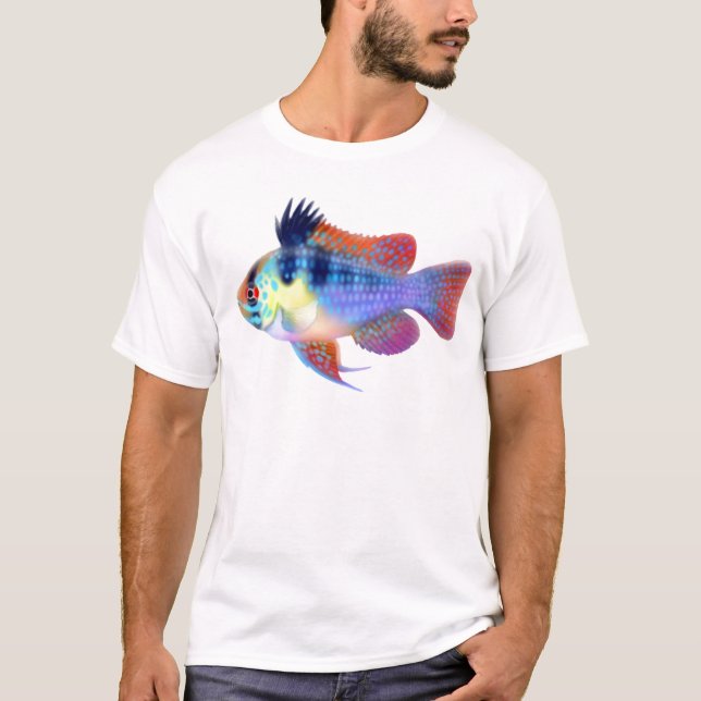 Tyska blått rammar cichliden tee shirt (Framsida)
