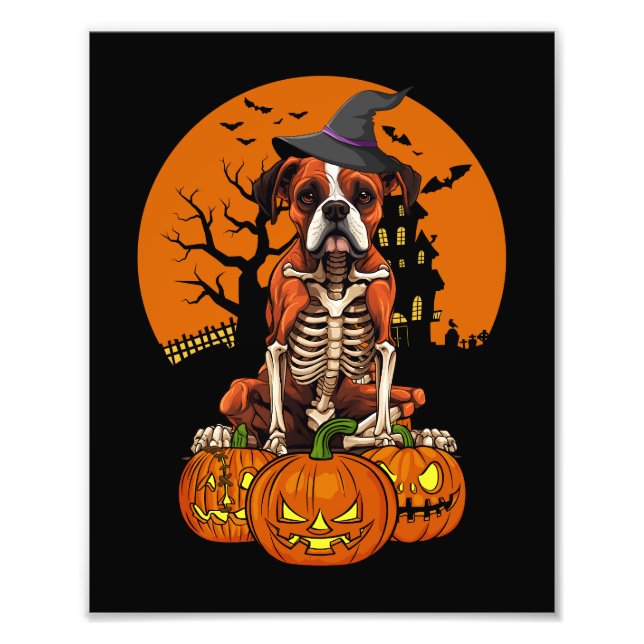 Tyska Boxer Hund Halloween Fototryck (Framsidan)