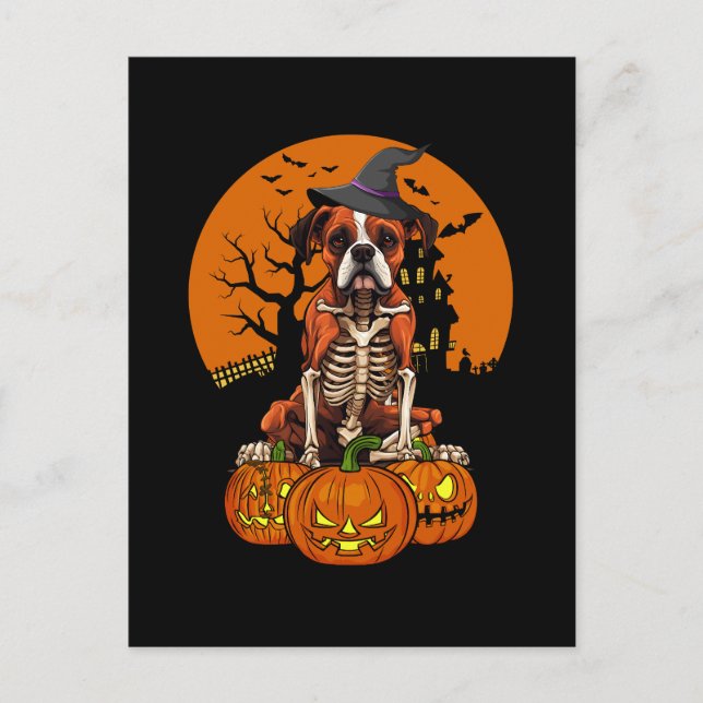 Tyska Boxer Hund Halloween Helg Vykort (Framsida)