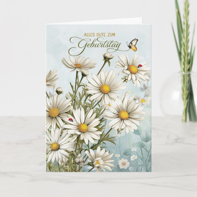 Tyska Daisyn Butterflies och Ladybugs Birthday Kort (Framsida)