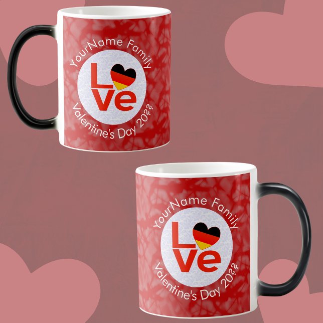 Tyska Deutsch Red LOVE Heart Flagga Magisk Mugg (Skapare uppladdad)