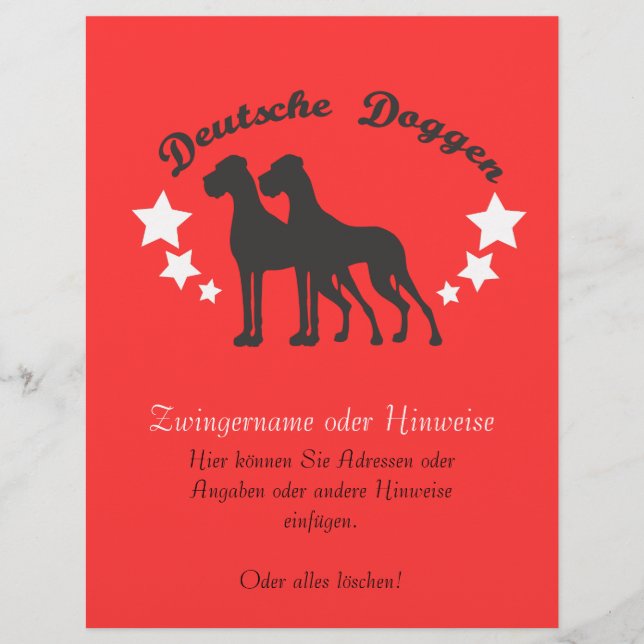 Tyska doggen reklamblad (Framsidan)