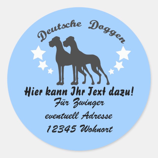Tyska doggen runt klistermärke (Framsida)