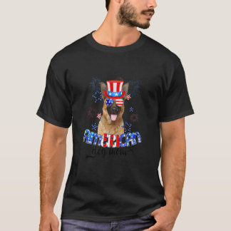 Tyska fårhjord med solglasögon USA flagga 4:e av T Shirt