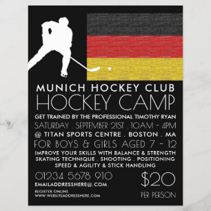 Tyska Flagga, Hockey Player, Camp Advertising Flye Reklamblad