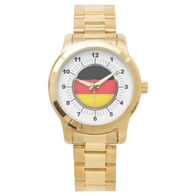 Tyska Flagga Oversized Guld Watch Armbandsur (Framsida)