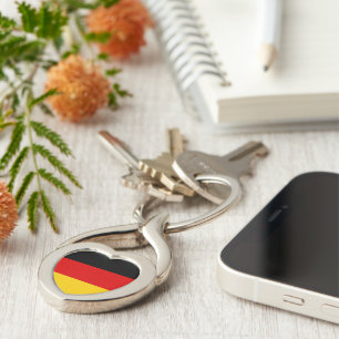 Tyska flagga twisted heart silverfärgad nyckelring
