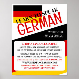 Tyska Flagga, tyska språkkursreklam Poster